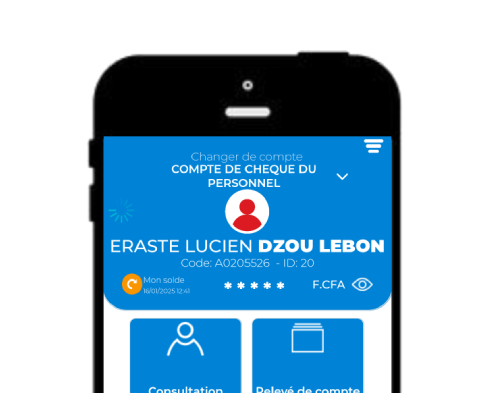 user interface showing account details